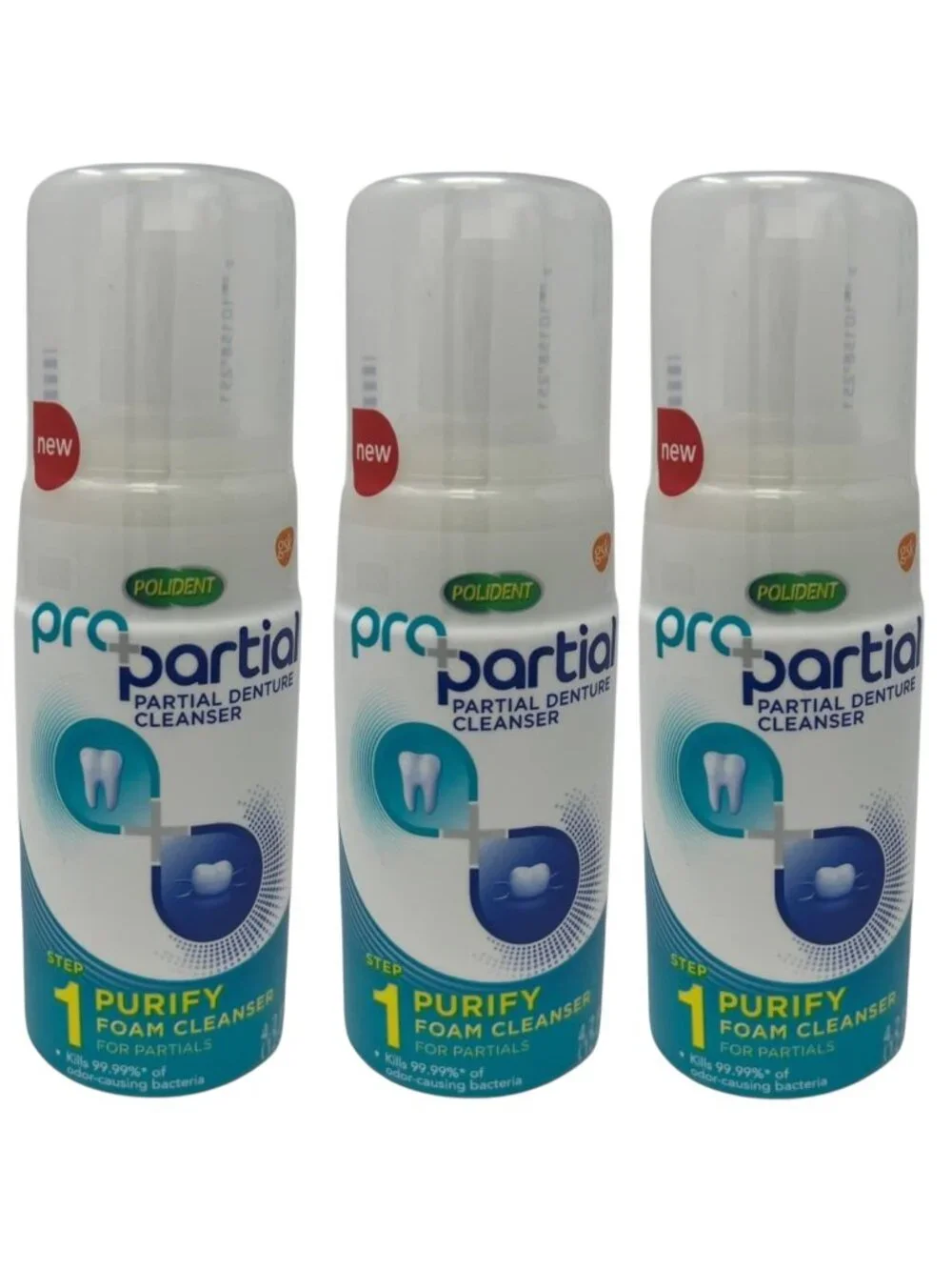 Polident Propartial Step 1 Partial Denture Cleanser Foam, 4.2 Oz, 3 Count 32024
